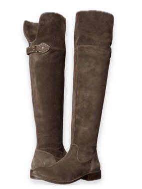 Frye Shirley OTK Over the Knee Brown Suede Boots 9